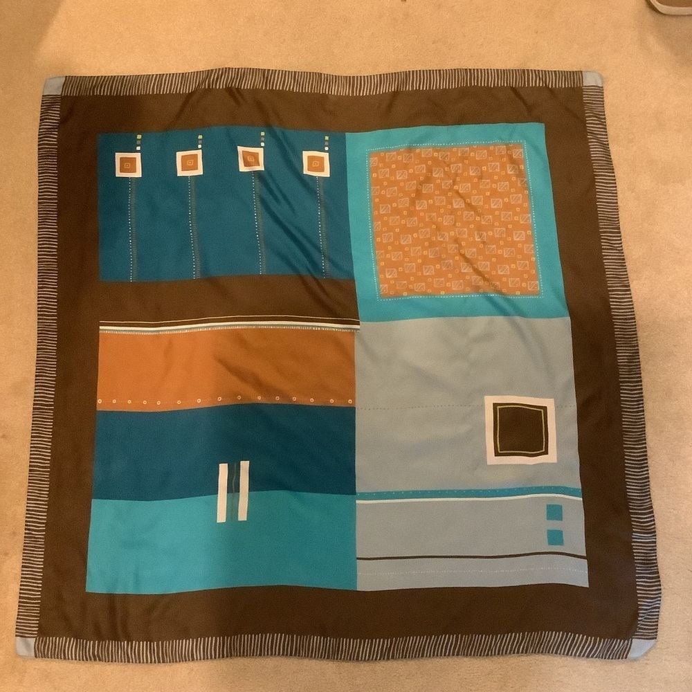 Eximious of London 34” Square Block Print Scarf Made in Italy